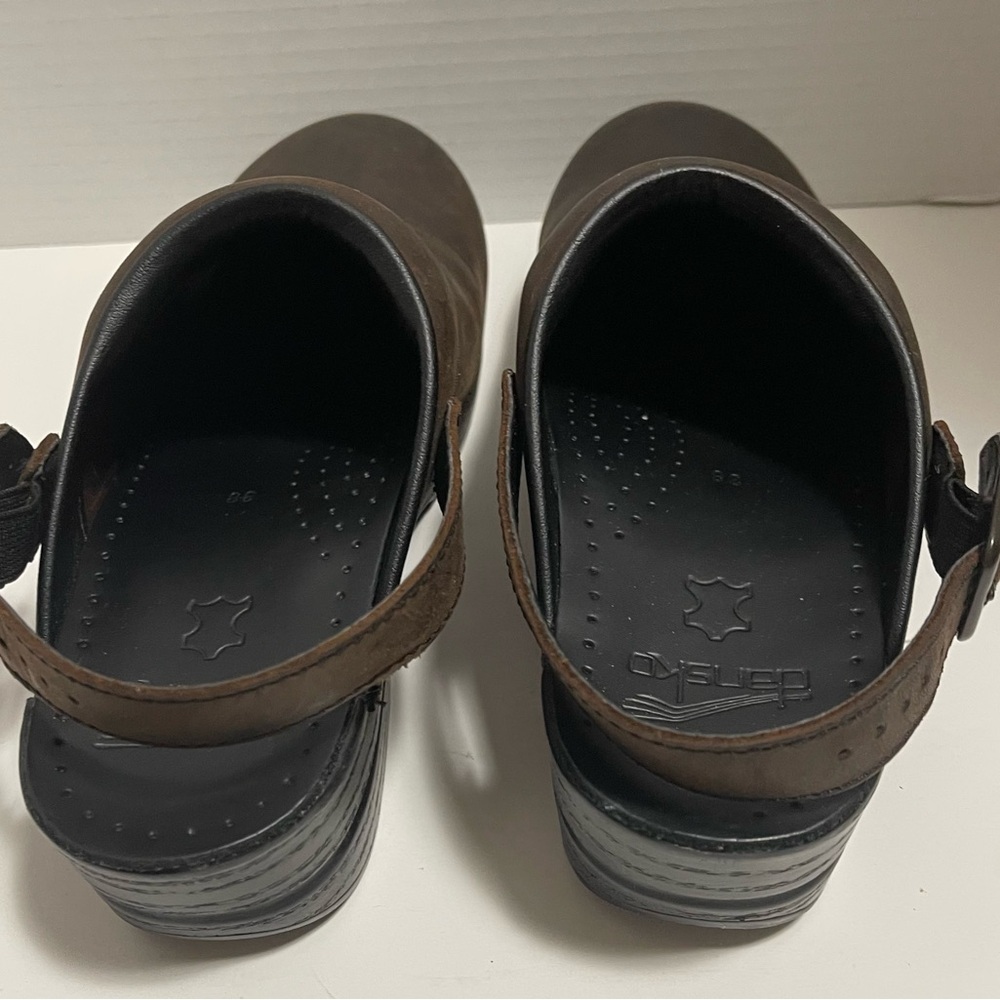Dansko open back with straps Brown Leather Clogs size 8 - Picture 3 of 6